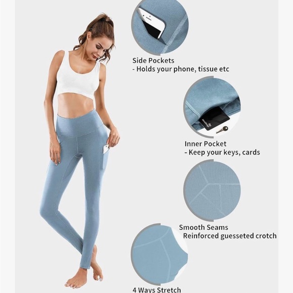 Women's High Waist Yoga Pants with Pockets & Tummy Control - Picture 2 of 4